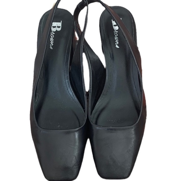 Browns Black Leather Slingback Heels - Picture 2 of 6